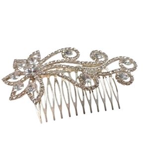 Elegant Silver Hair Comb with Crystal Accents
